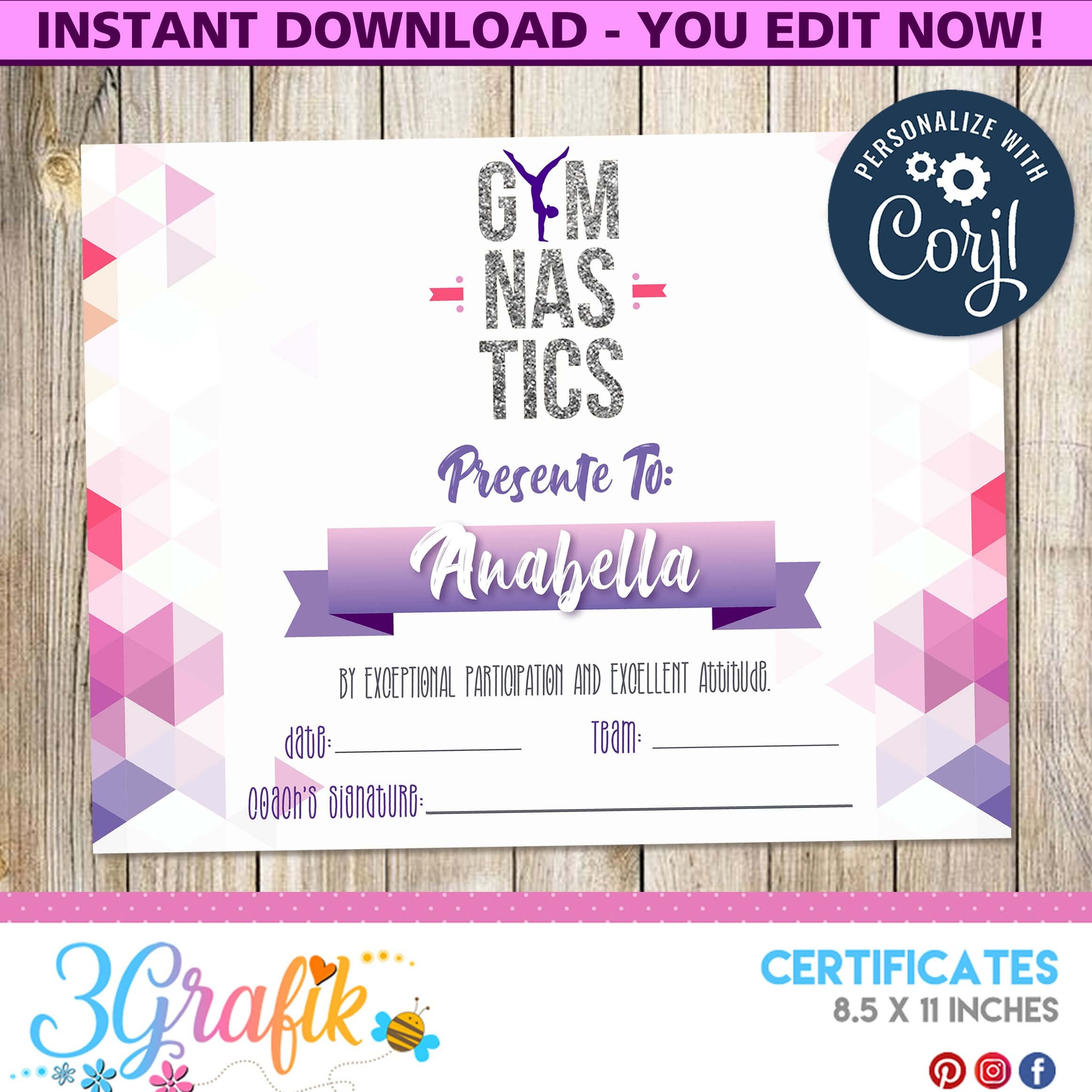 Pinterest With Gymnastics Certificate Template