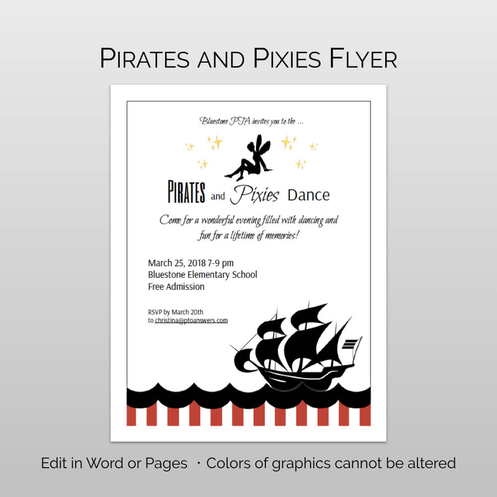 Pirates And Pixies Dance Flyer And Ticket Template Set With Regard To Dance Flyer Template Word