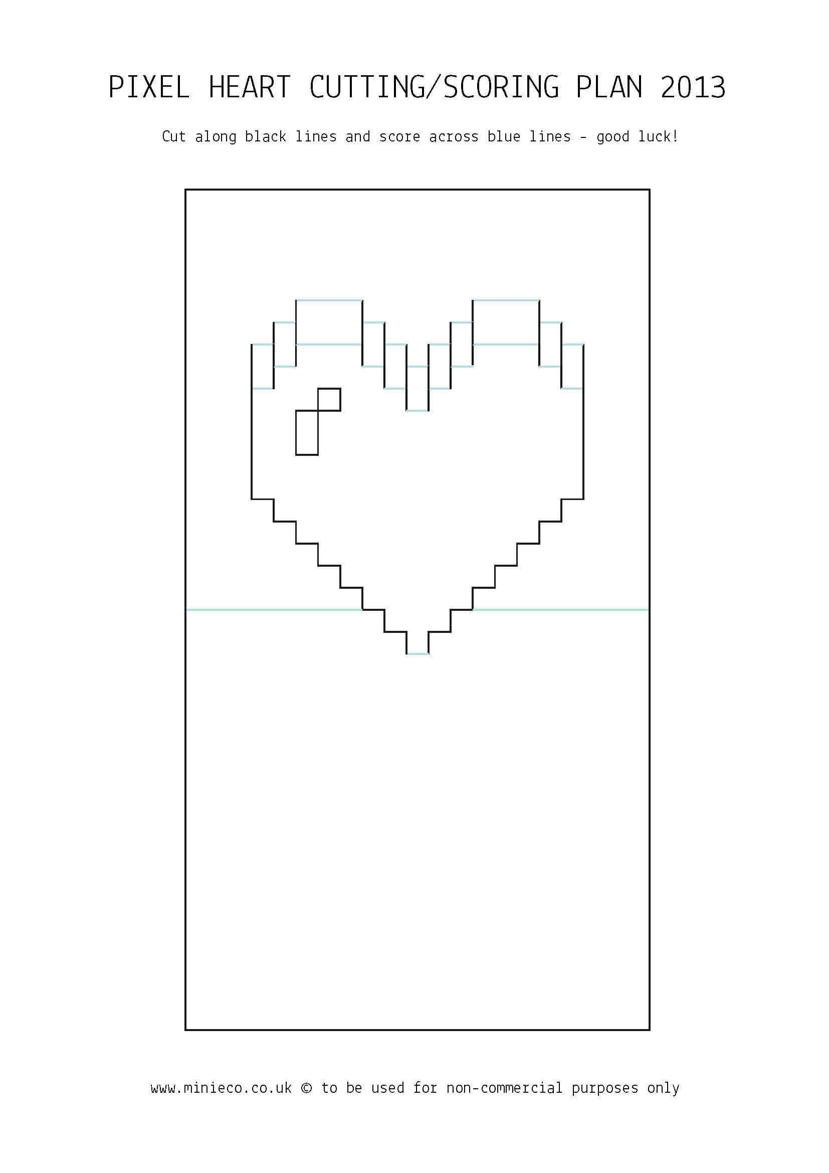 Pixel Heart Pop Up Card | Pop Up Card Templates, Heart Pop In Pixel Heart Pop Up Card Template