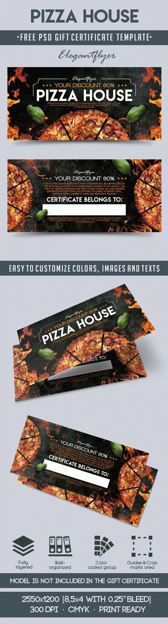 Pizza House – Free Gift Certificate Psd Template | Free Gift Pertaining To Pizza Gift Certificate Template