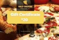 Pizzeria Restaurant Gift Certificate Template | Gift inside Pizza Gift Certificate Template