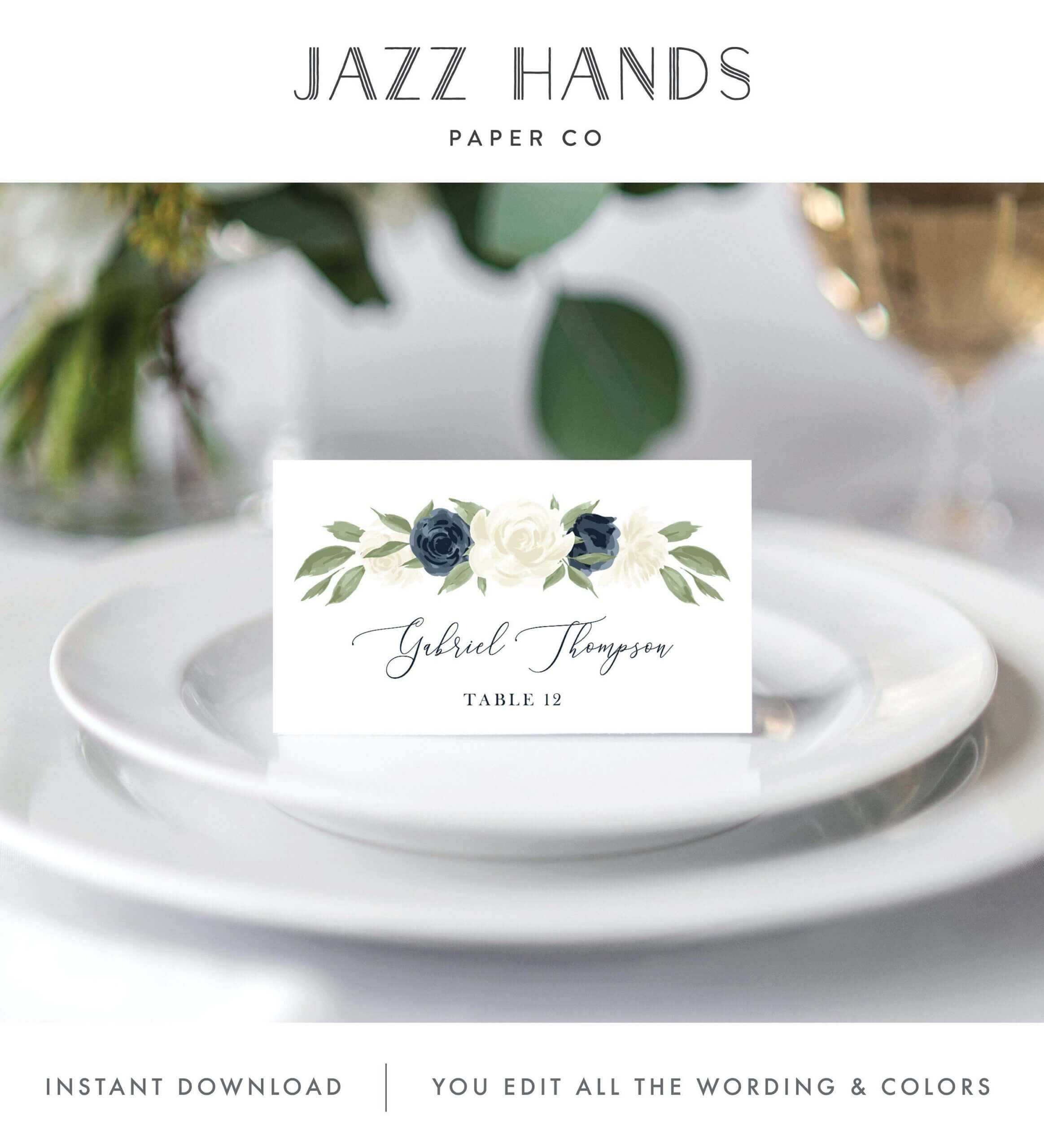 Place Card Template, Escort Card Template, Printable Wedding Regarding Place Card Setting Template