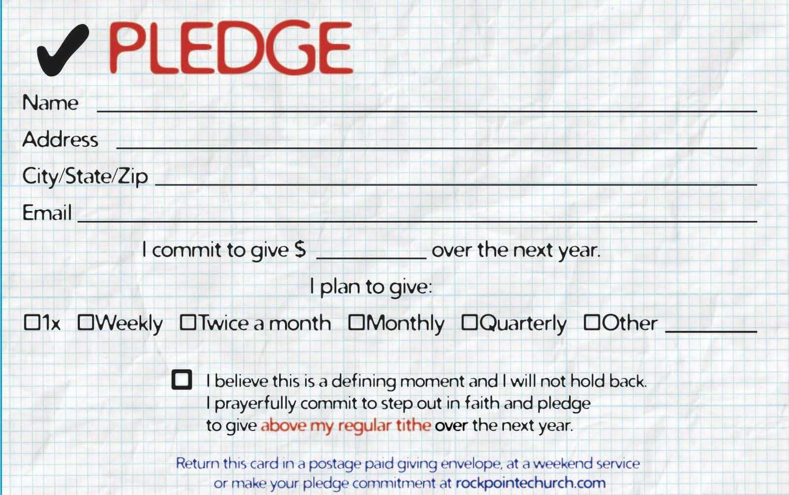 Pledge Cards For Churches | Pledge Card Templates | Card Regarding Pledge Card Template For Church