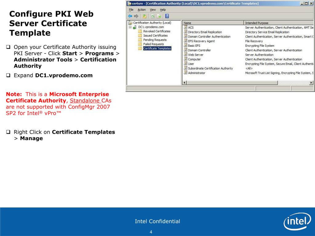 Ppt – Configure Pki Web Server Certificates For Each Regarding Domain Controller Certificate Template