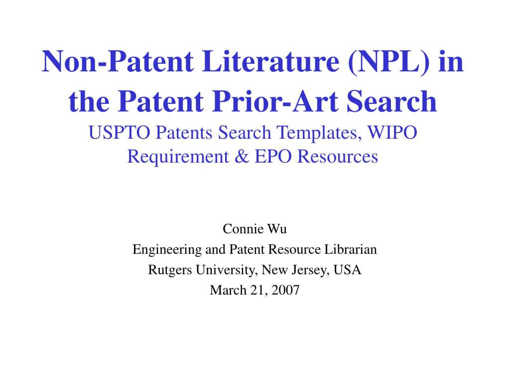 Ppt – Connie Wu Engineering And Patent Resource Librarian With Rutgers Powerpoint Template
