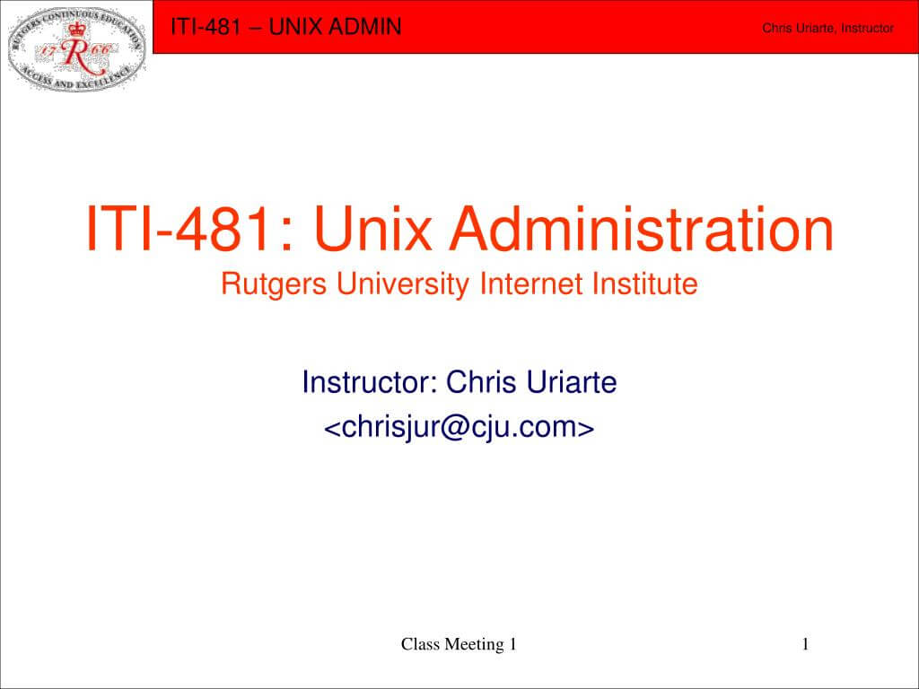 Ppt – Iti 481: Unix Administration Rutgers University In Rutgers Powerpoint Template