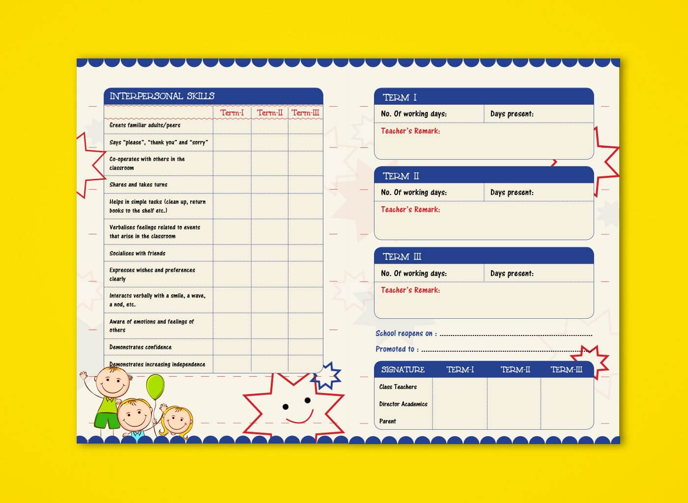 Pre Nursery Report Card On Behance | Report Card Template Pertaining To High School Student Report Card Template