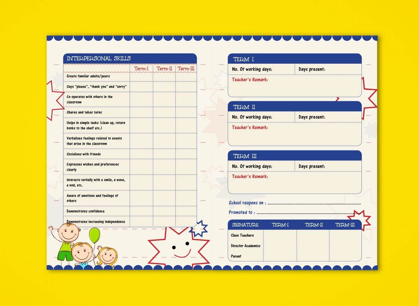 Pre Nursery Report Card On Behance | Report Card Template With Kindergarten Report Card Template