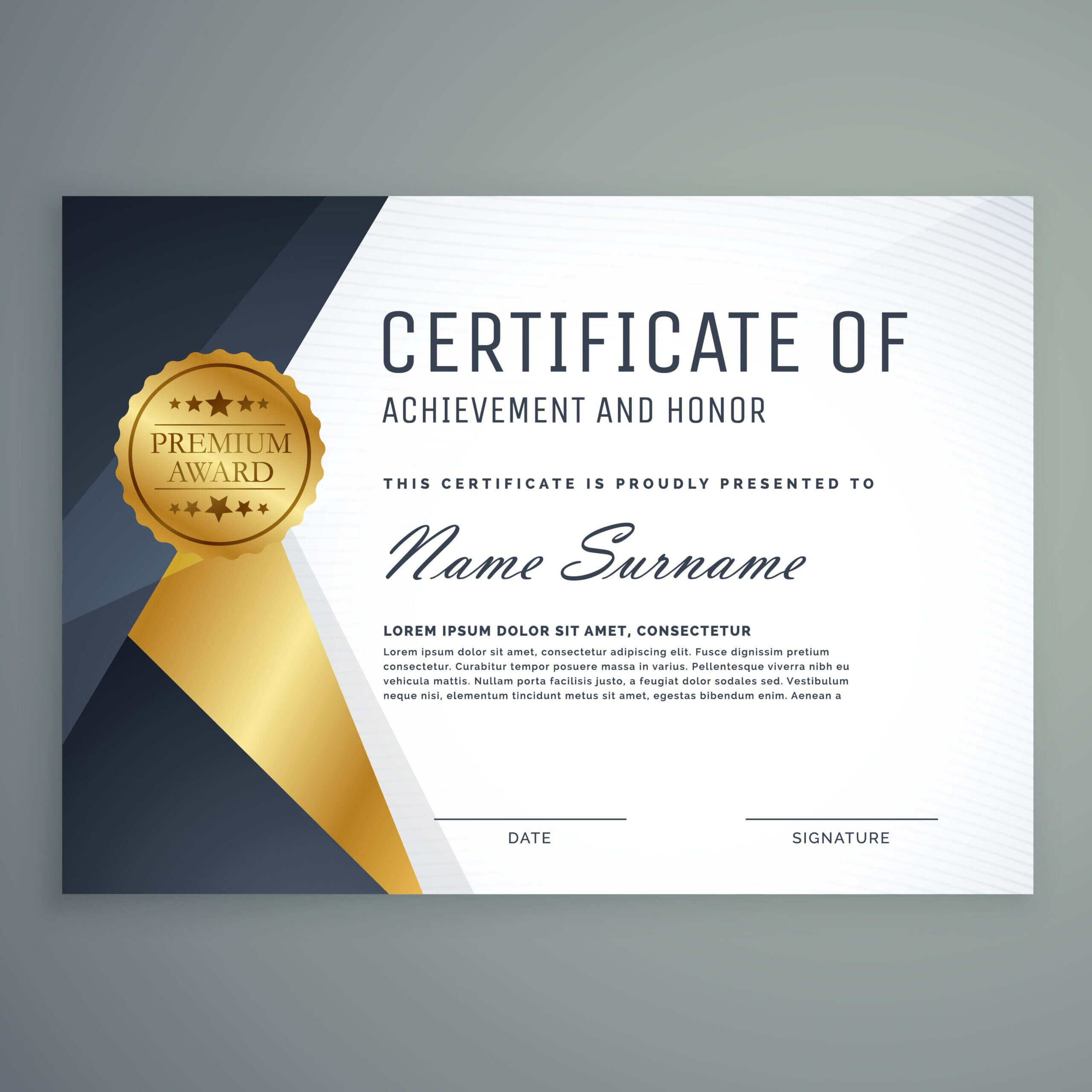 Premium Certificate Of Appreciation Award Design Inside Award Certificate Design Template