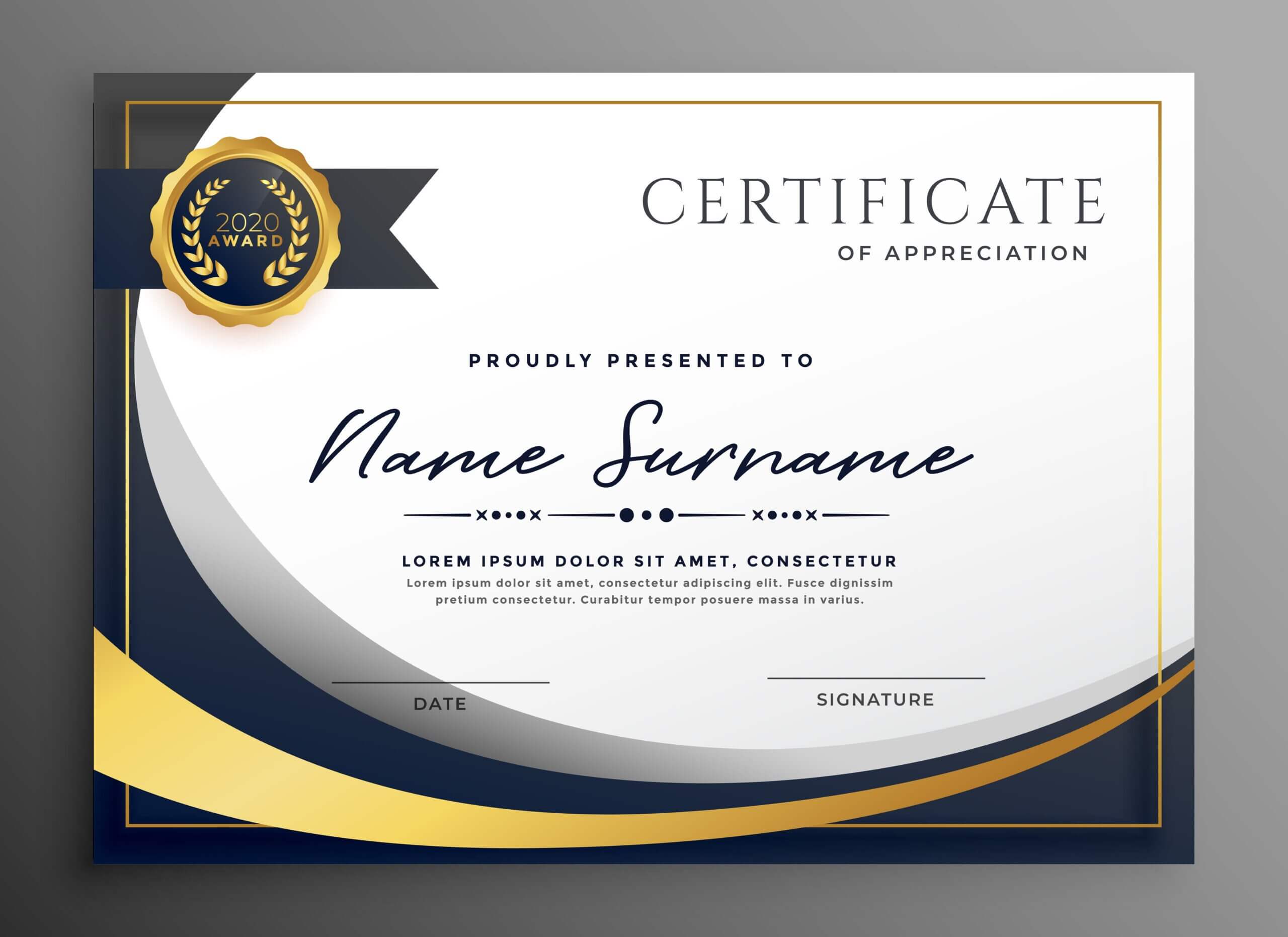 Premium Wavy Certificate Template Design | Certificate For Award Certificate Design Template