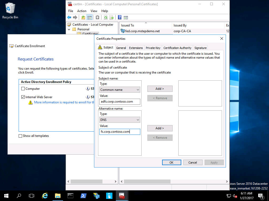 Prepare & Deploy Windows Ad Fs Certificate Trust (Windows With Domain Controller Certificate Template