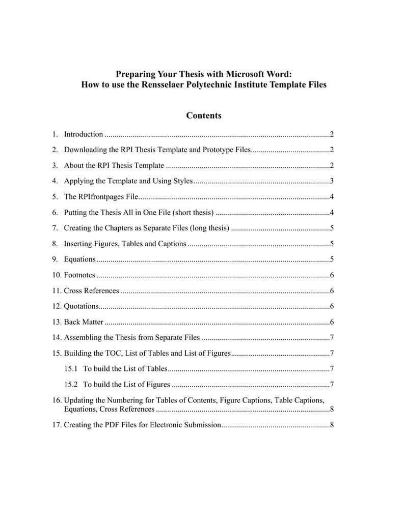 Preparing Your Thesis With Microsoft Word: | Manualzz With Regard To Ms Word Thesis Template