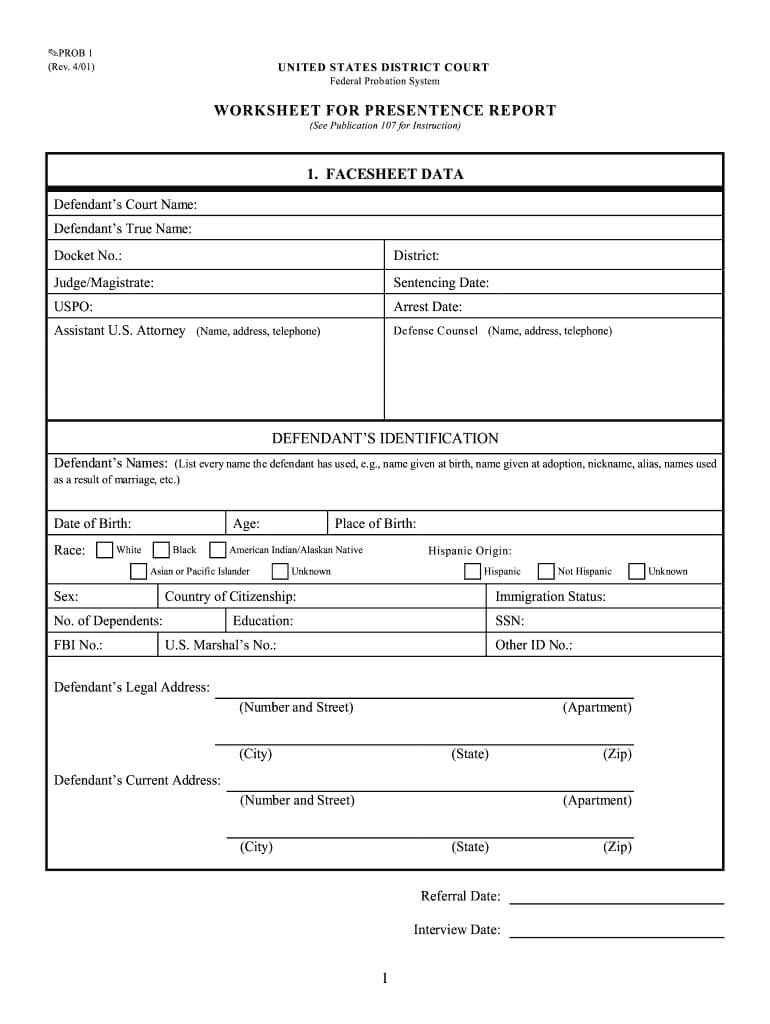 Presentence Investigation Report Template – Fill Online In Presentence Investigation Report Template