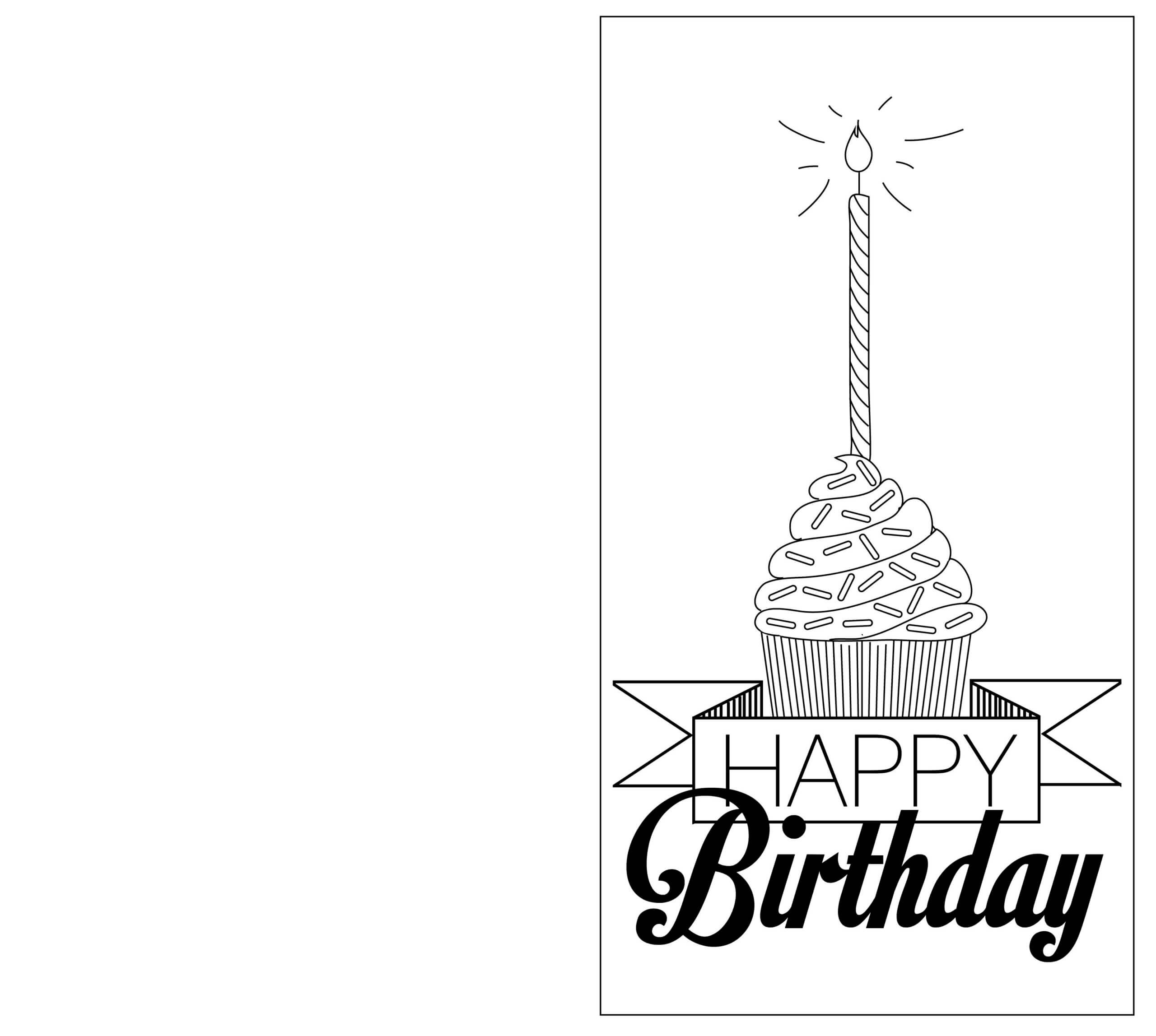 Print Out Black And White Birthday Cards | Birthday Card With Regard To Foldable Birthday Card Template