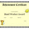 Printable Achievement Certificates Kids | Hard Worker In Pages Certificate Templates