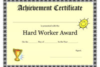 Printable Achievement Certificates Kids | Hard Worker inside Student Of The Year Award Certificate Templates