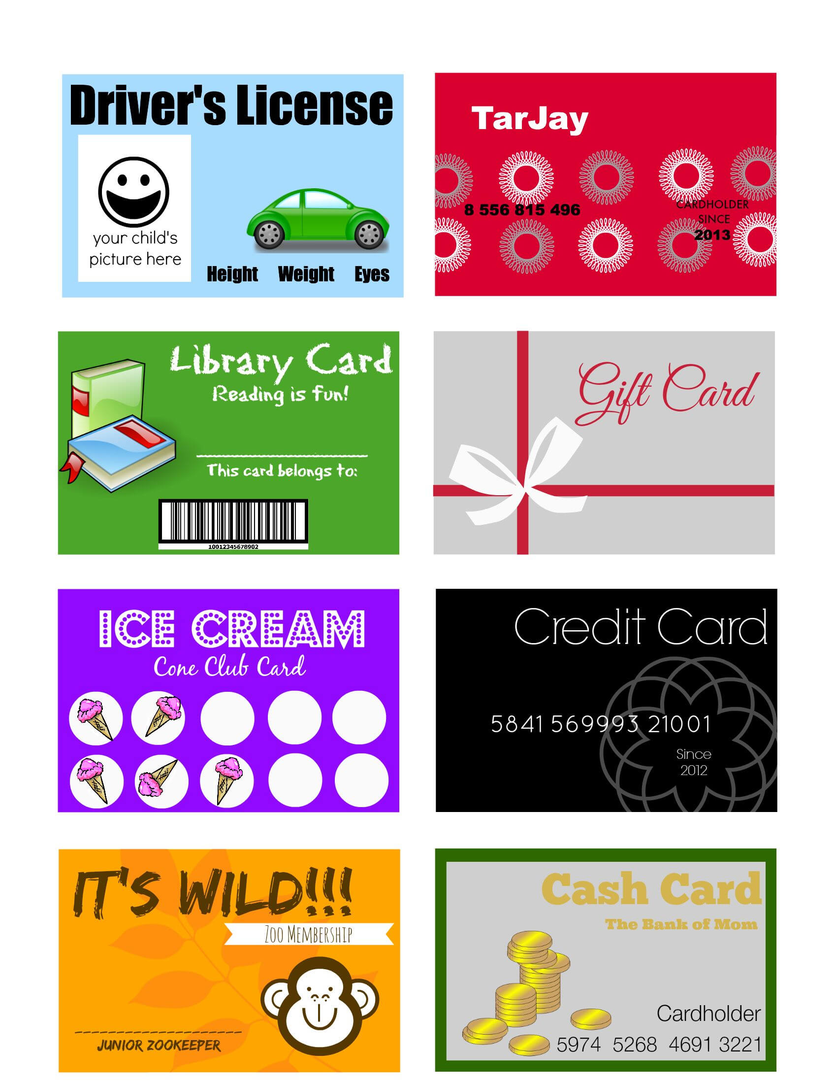 Printable (And Customizable) Play Credit Cards | Card Games Within Credit Card Template For Kids