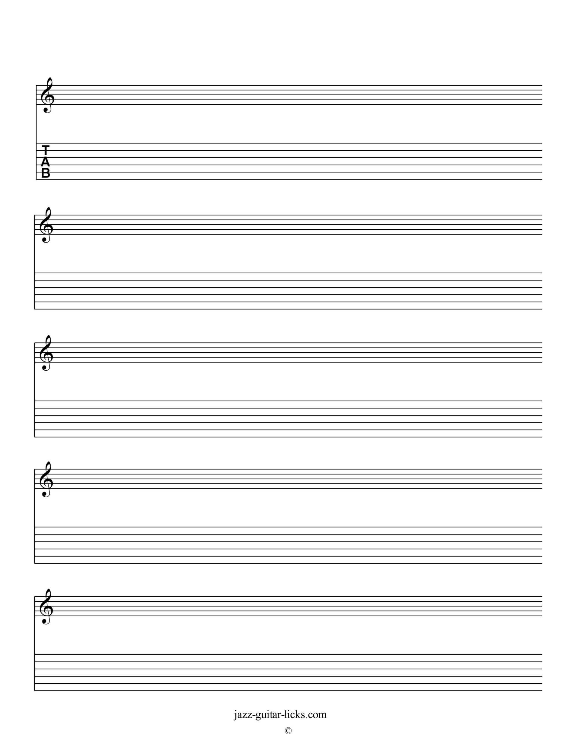 Printable Blank Staves And Tabs - Free Music Sheet | Jazz Throughout Blank Sheet Music Template For Word