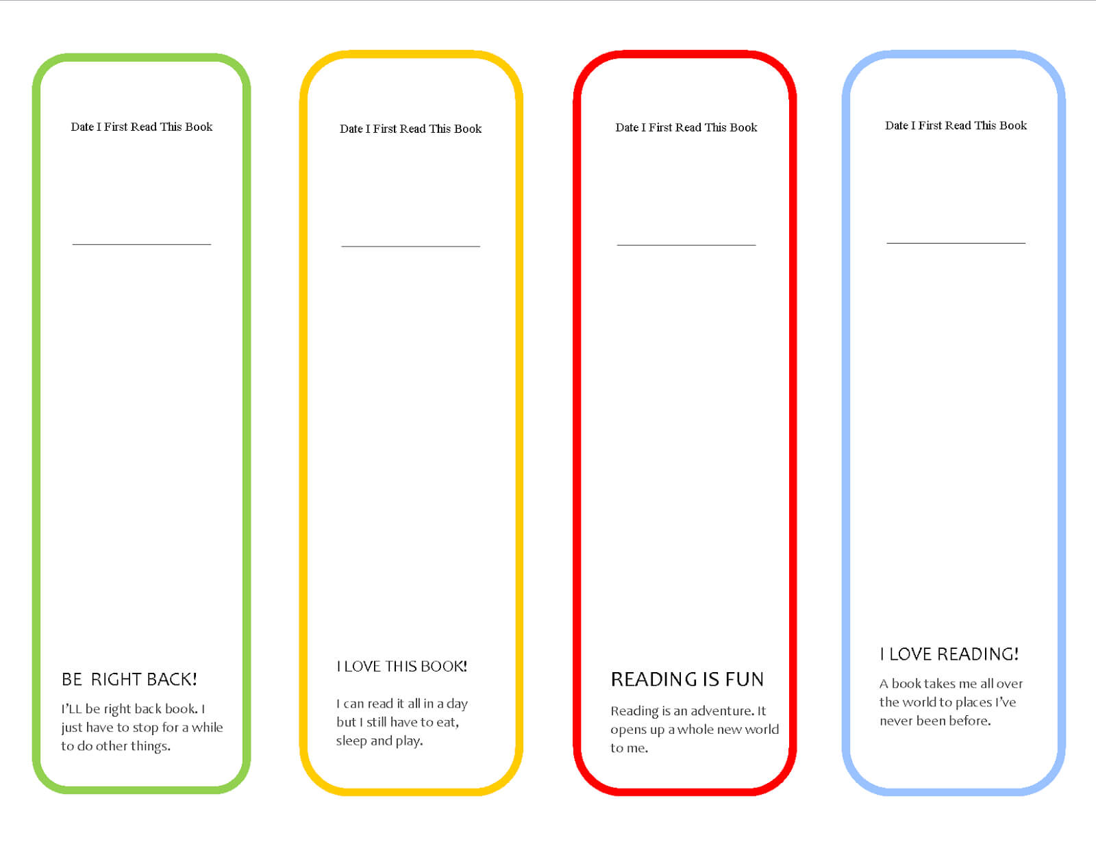Printable Bookmarks | Bookmark Template, Bookmarks Kids Inside Free Blank Bookmark Templates To Print