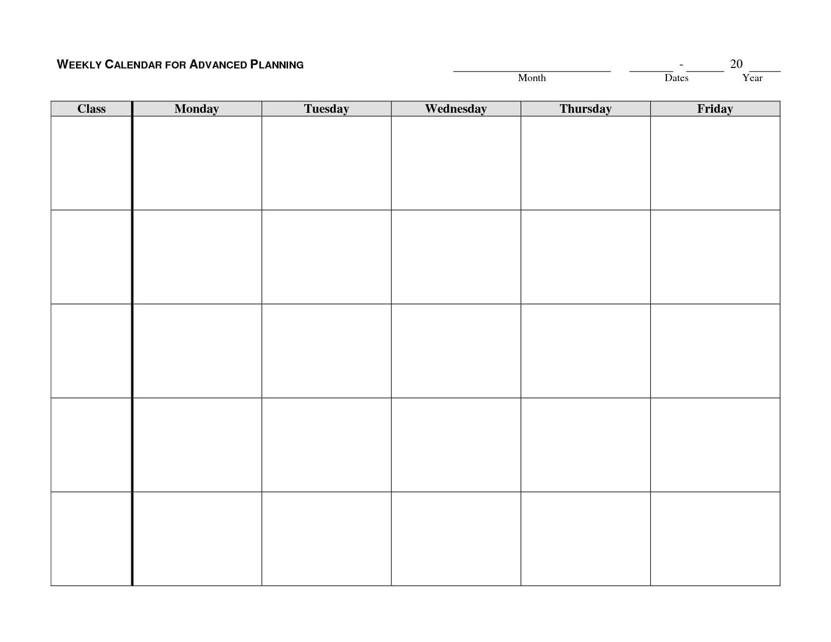 Printable Calendar Monday Through Friday – Yolar.cinetonic In Month At A Glance Blank Calendar Template