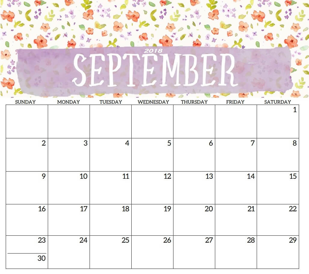Printable Calendar September 2018 For Kids – Printable 2019 Intended For Blank Calendar Template For Kids