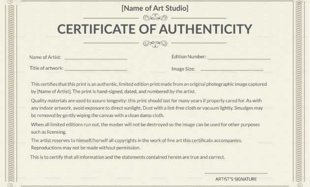 Printable Certificate Of Authenticity That Are Gorgeous with regard to ...