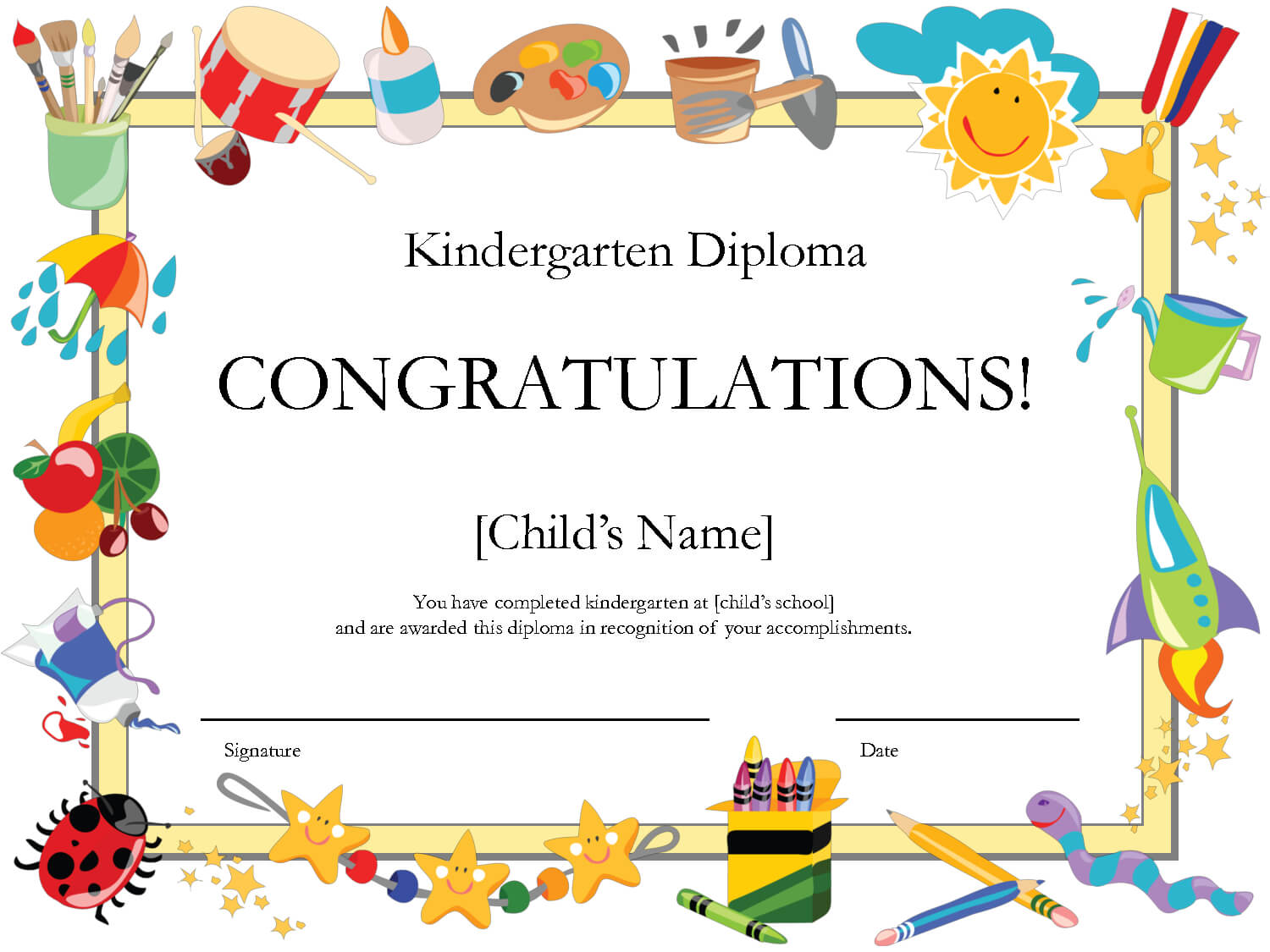 Printable Certificates | Printable Certificates Diplomas For Preschool Graduation Certificate Template Free