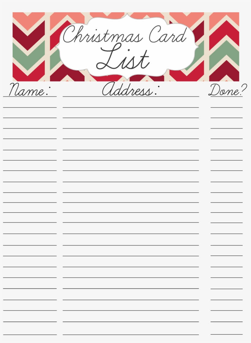 Printable Christmas Card Address List With Template Within Christmas Card List Template