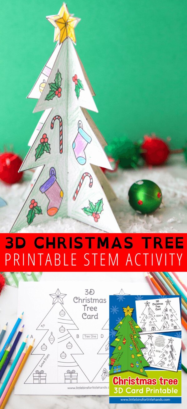 Printable Christmas Tree Template | Little Bins For Little Hands Throughout 3D Christmas Tree Card Template