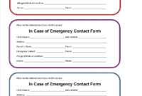 Printable Emergency Contact Form For Car Seat | Emergency inside Emergency Contact Card Template