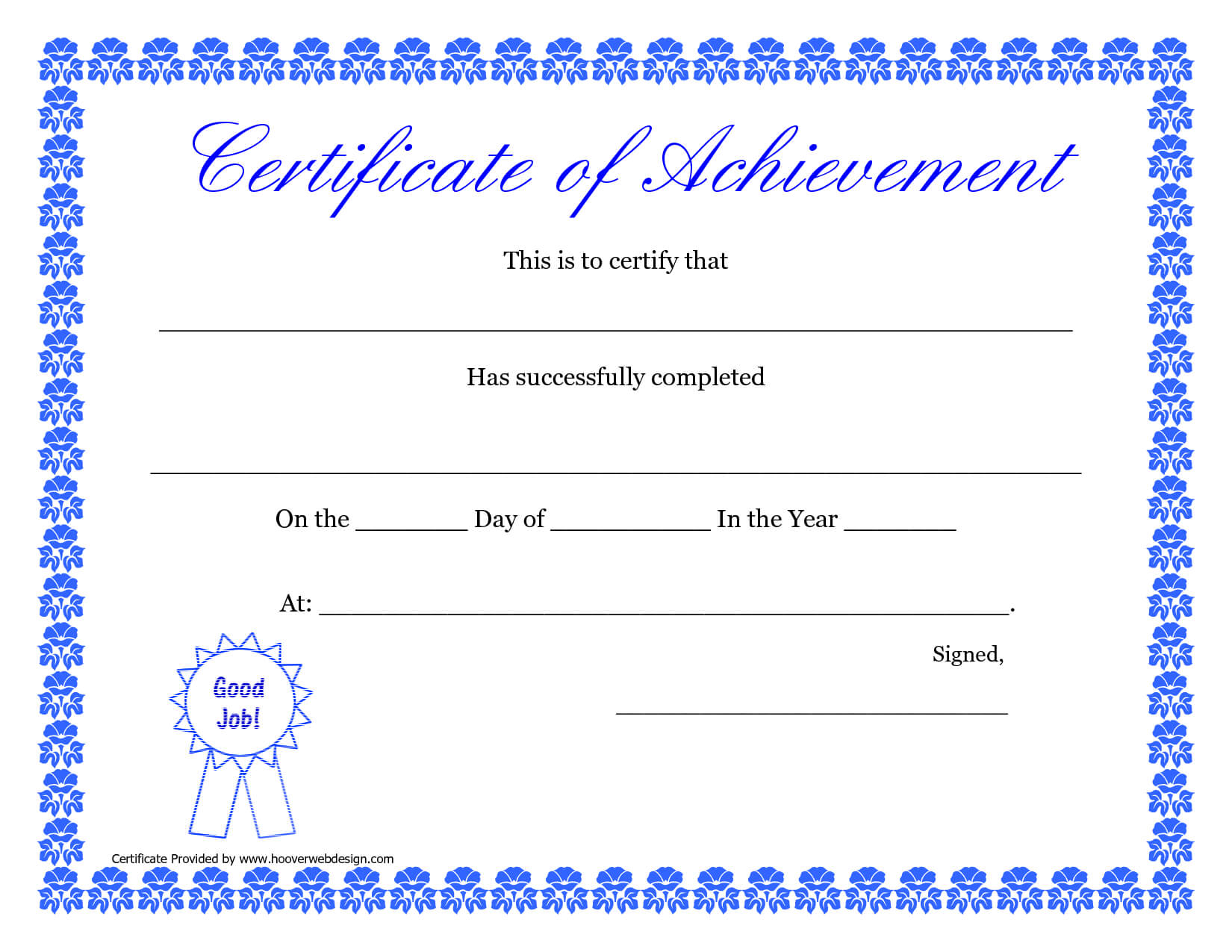 Printable Hard Work Certificates Kids | Printable Pertaining To Blank Certificate Of Achievement Template