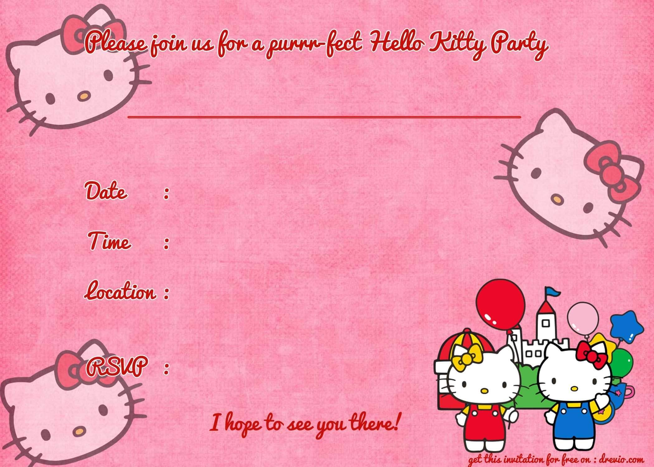 Printable Hello Kitty Birthday Invitation Template | Hello Pertaining To Hello Kitty Birthday Card Template Free