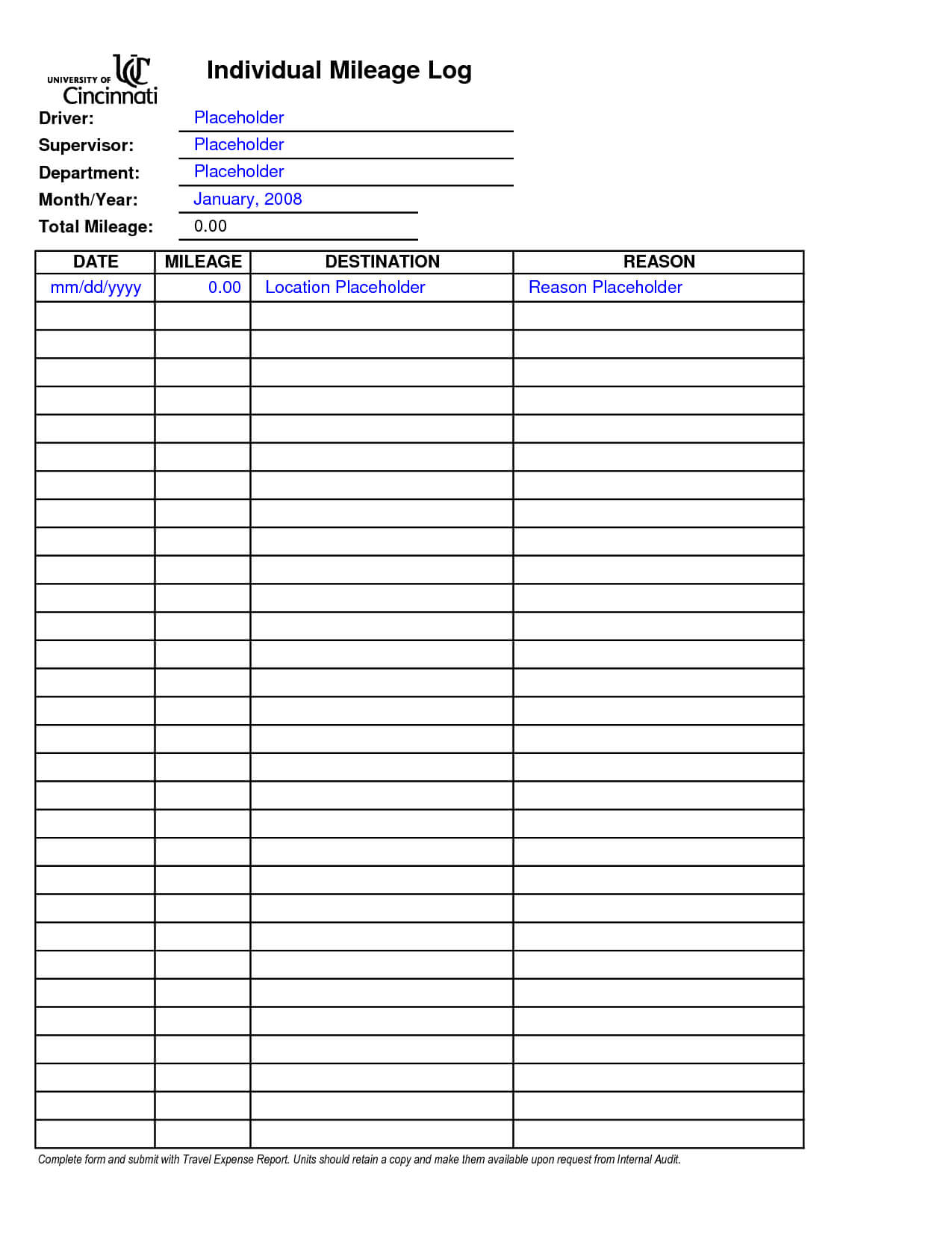 Printable Mileage Log Book | Report Card Template, Templates Regarding Mileage Report Template