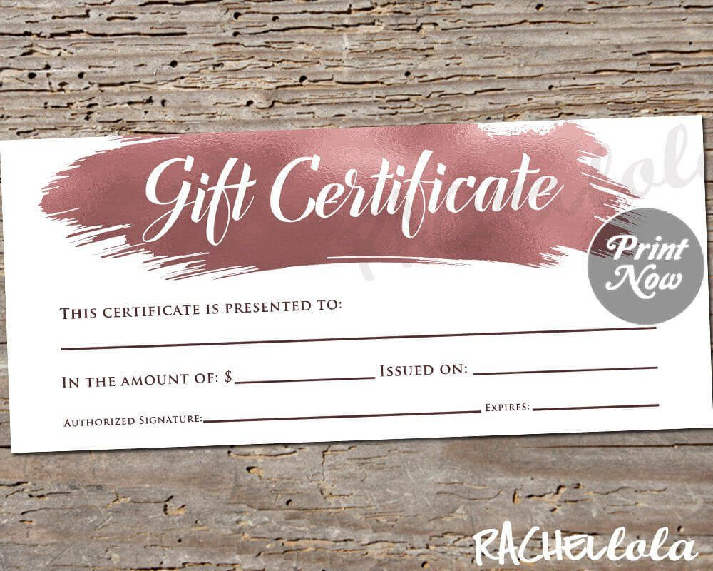 Printable Rose Gold Gift Certificate Template, Photography Throughout Mary Kay Gift Certificate Template