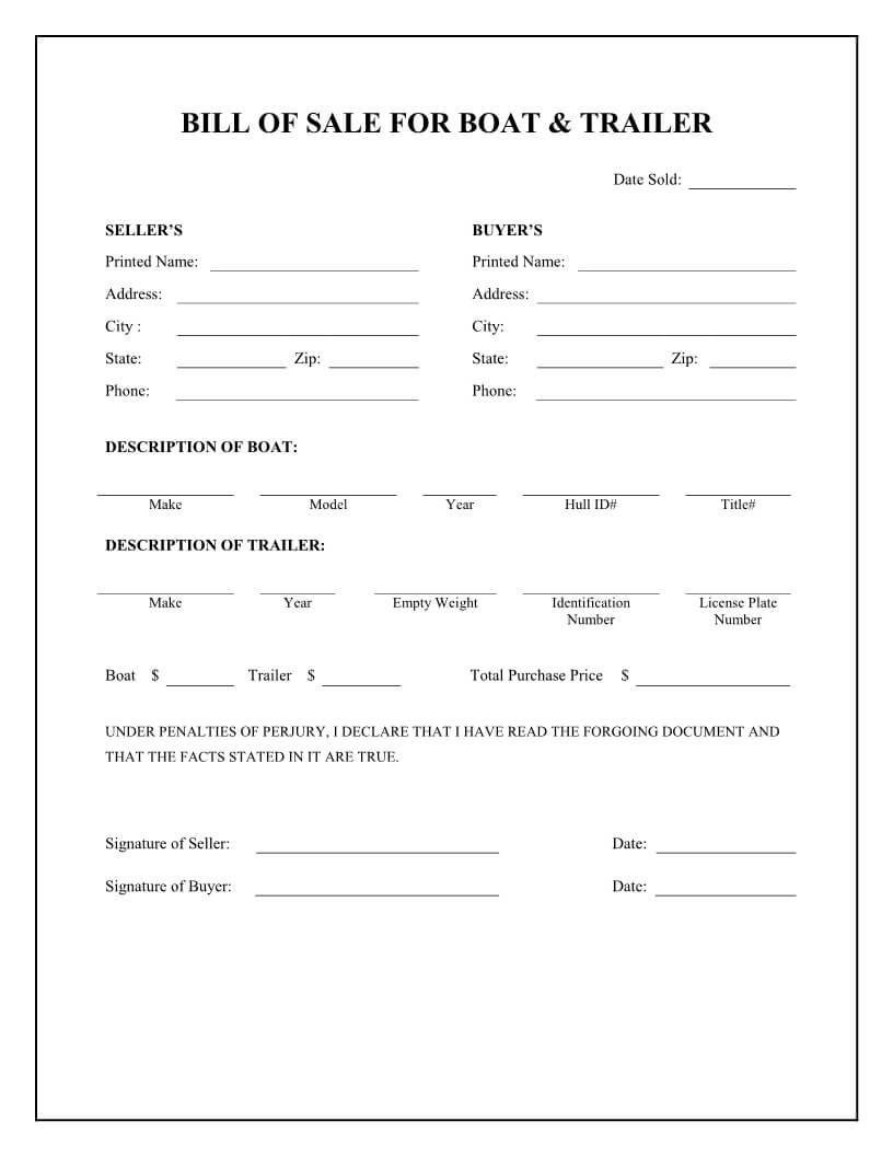 Printable Sample Champer Bill Of Sale Form | Bill Of Sale For Credit Card Templates For Sale