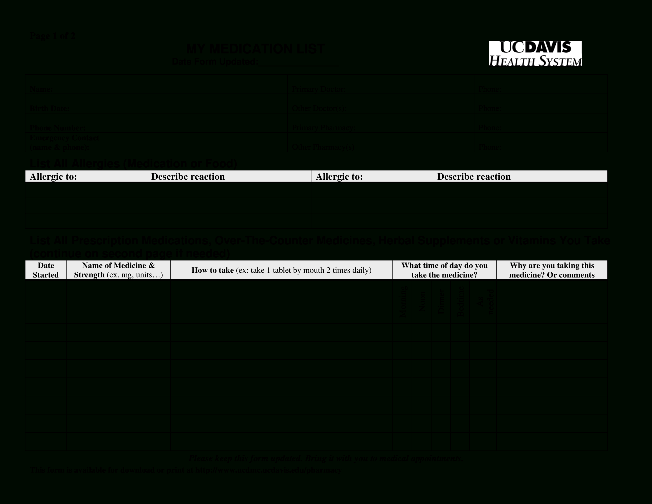 Printable Simple Medication List | Templates At Intended For Blank Medication List Templates