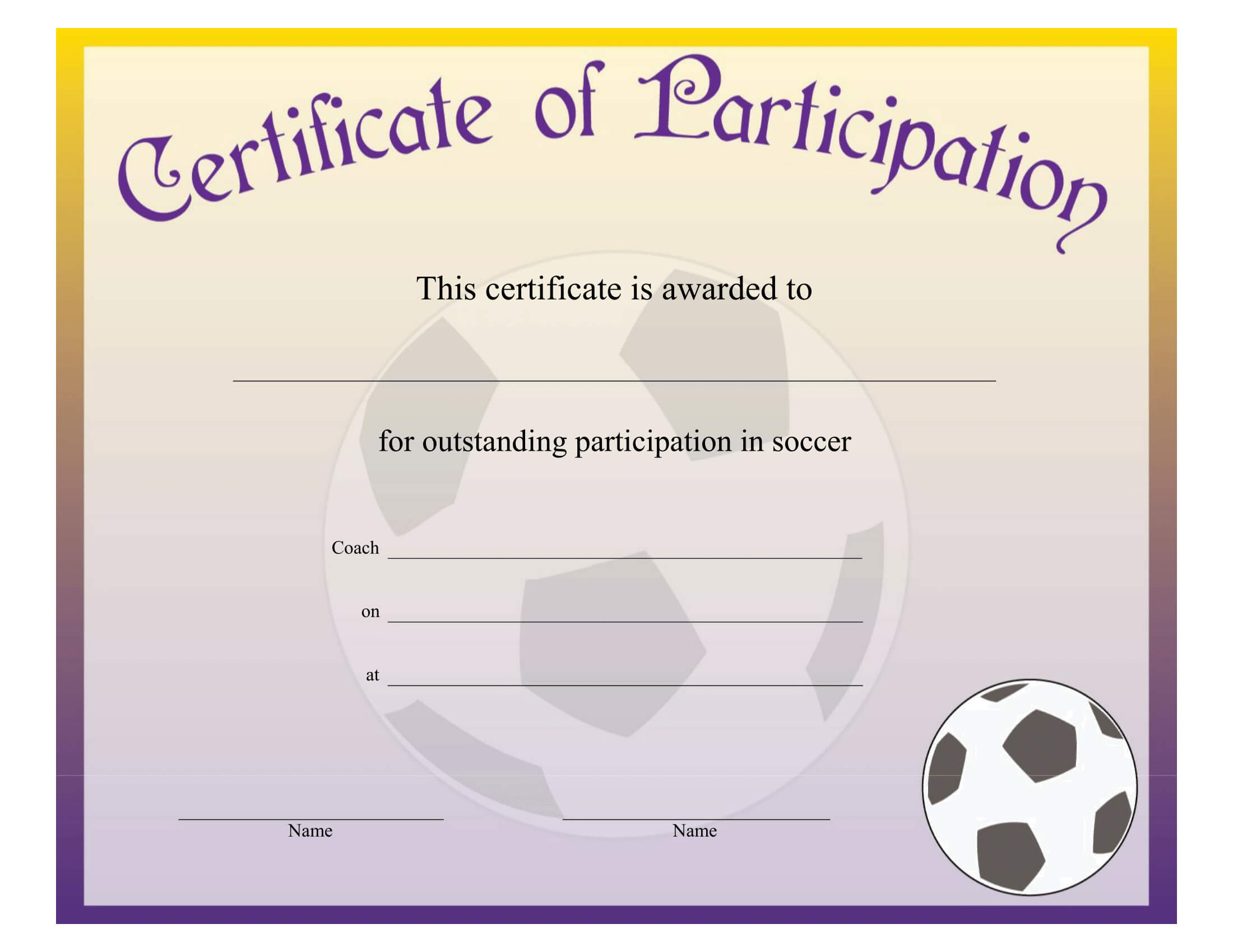 Soccer Certificate Template