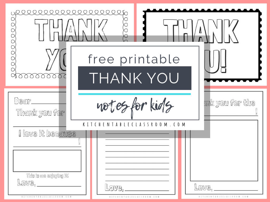 Printable Thank You Cards For Kids – The Kitchen Table Classroom For Free Printable Thank You Card Template