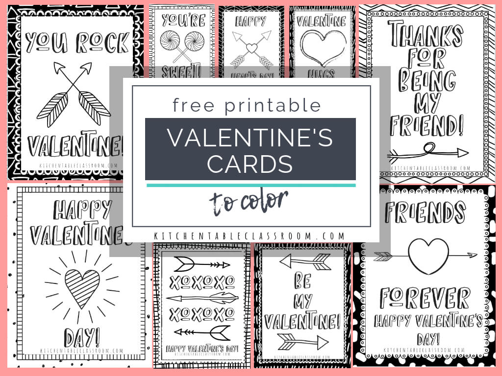 Printable Valentine Cards To Color – The Kitchen Table Classroom Throughout Valentine Card Template For Kids