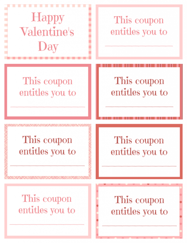 Printable Valentine Coupon Book For Kids Coupon Template In Blank