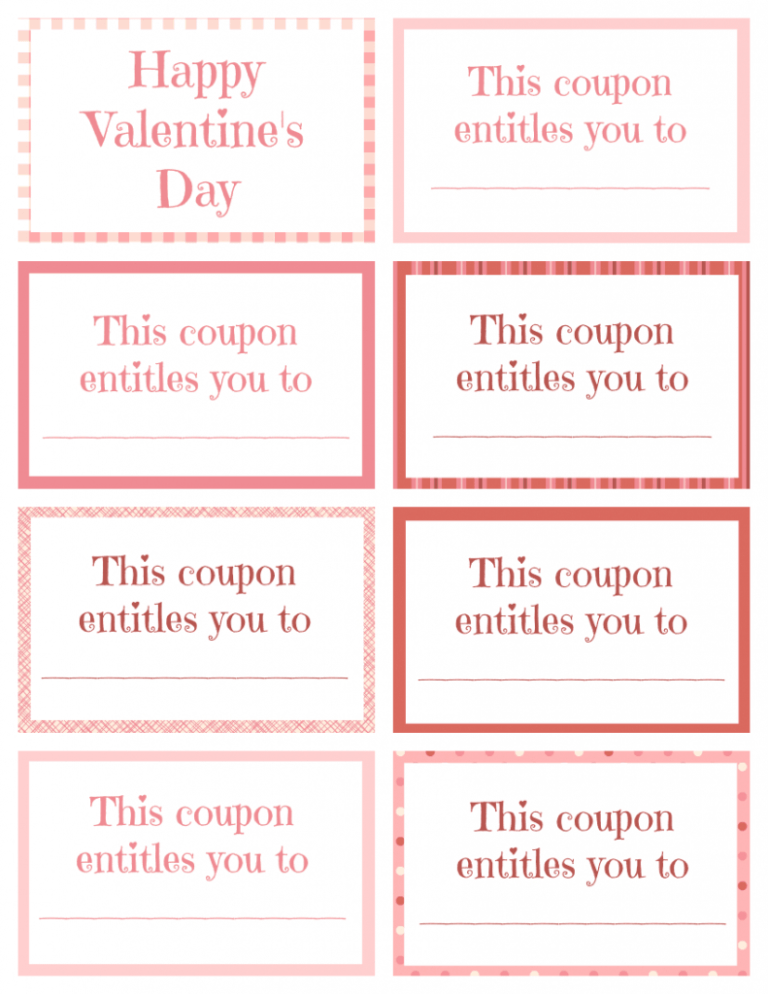 Printable Valentine Coupon Book For Kids Coupon Template In Blank 