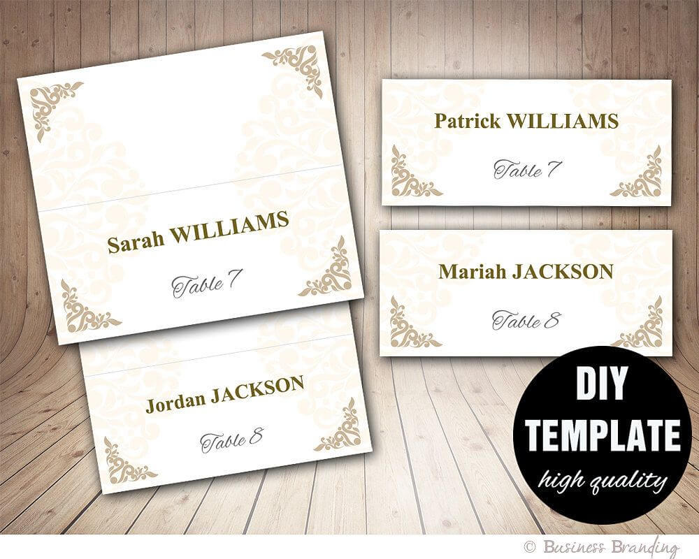 Printable Wedding Placecard Template 3.5X2 Foldover, Diy Regarding Fold Over Place Card Template