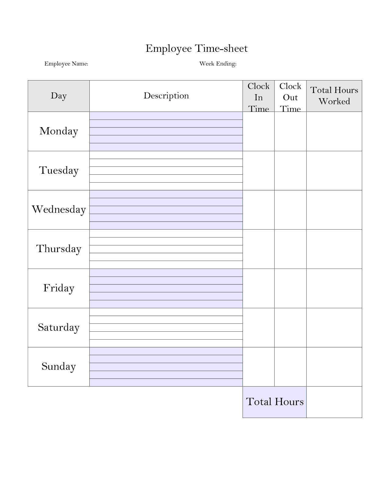 Printable+Weekly+Time+Card+Template | Time Sheet Printable Intended For Weekly Time Card Template Free