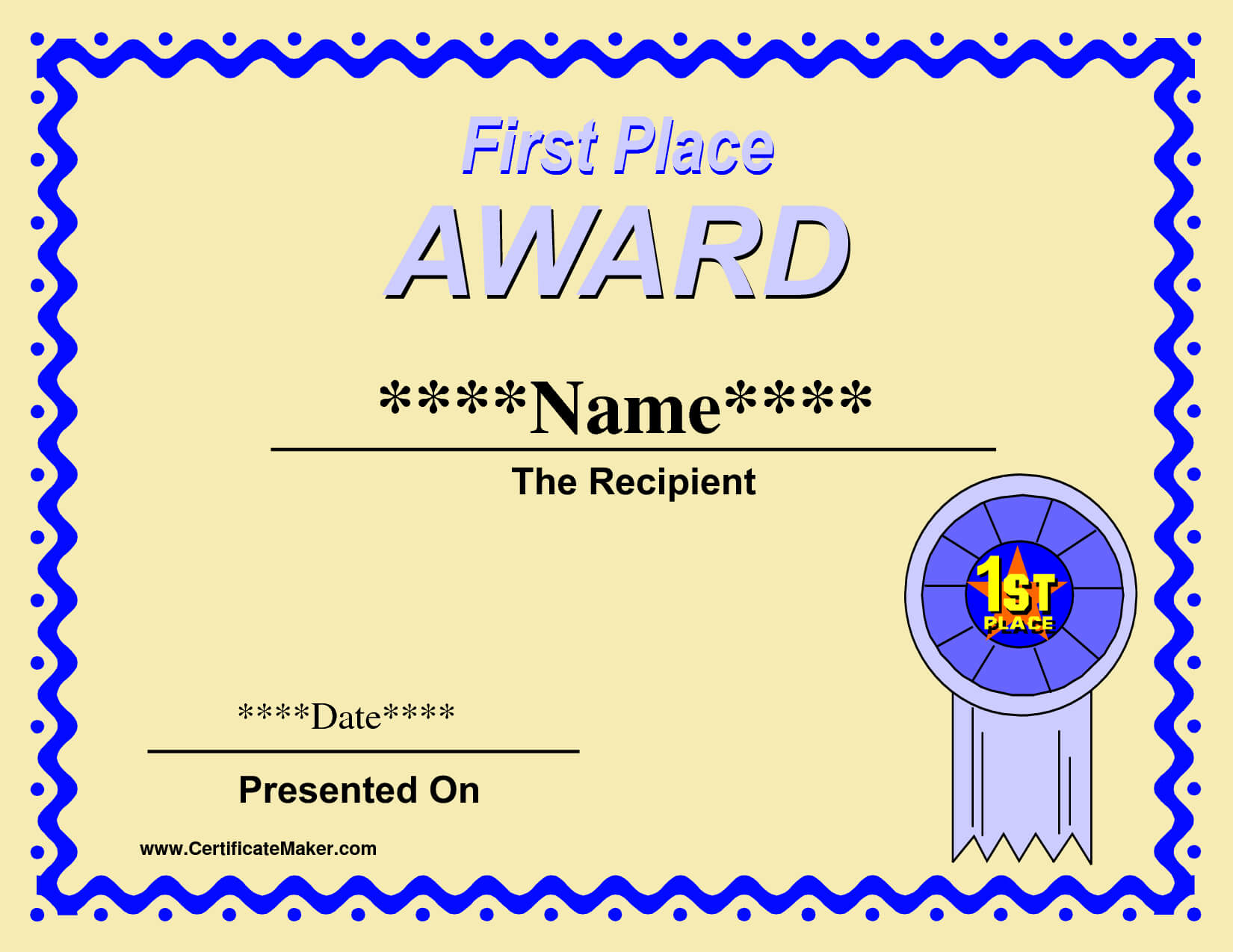 Prize Certificate Template Free – Zimer.bwong.co Intended For First Place Award Certificate Template