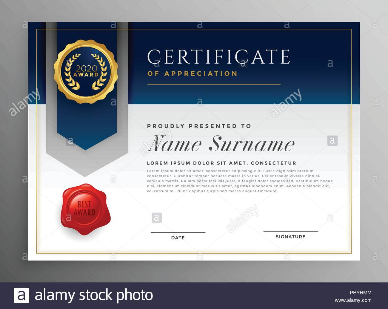Professional Blue Certificate Template Design Stock Vector Pertaining To Professional Award Certificate Template