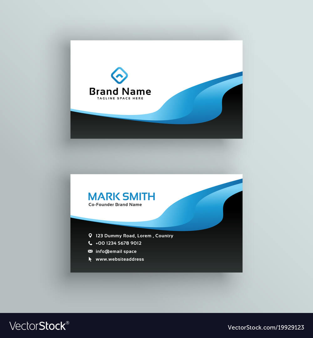 Professional Blue Wave Business Card Template Throughout Professional Business Card Templates Free Download