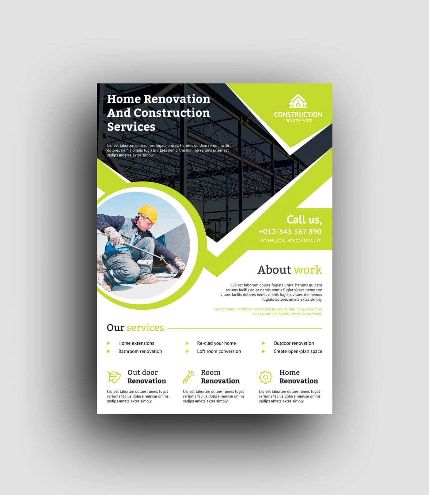 Professional Construction Flyer Design Template 001493 Pertaining To Professional Brochure Design Templates