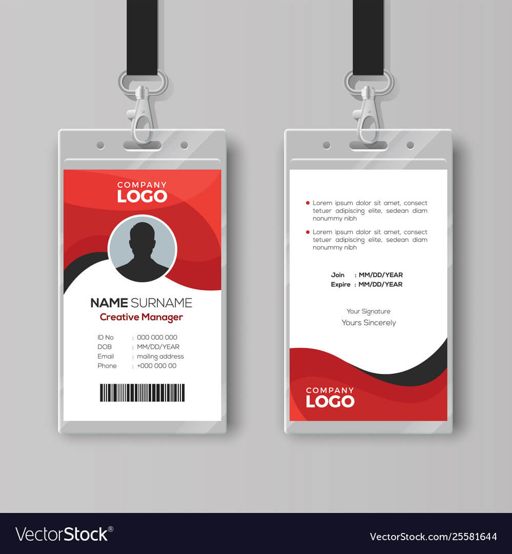 Professional Identity Card Template With Red Intended For Photographer Id Card Template