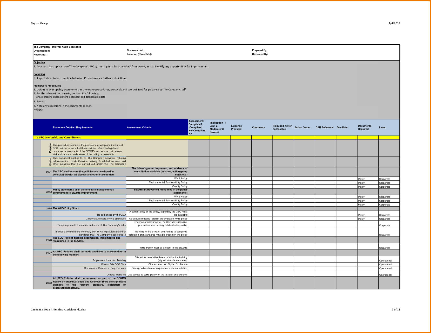 Professional Internal Audit Report Template Example With With Regard To Sample Hr Audit Report Template