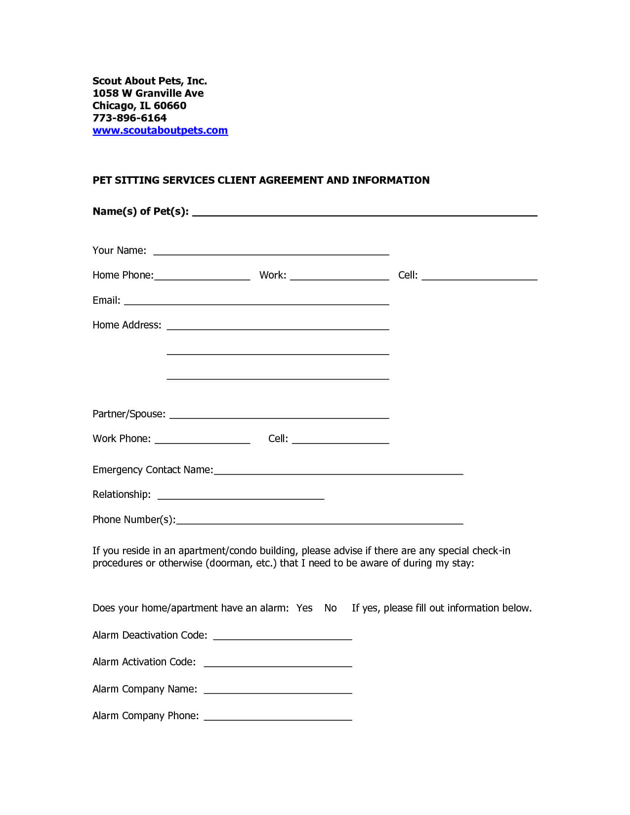 Professional Pet Sitting Forms Template | Dog Sitting Form Regarding Dog Grooming Record Card Template